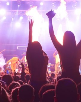 Crowd with stage fire